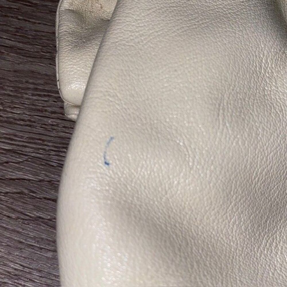 Vintage 80s BRIO! Cream Leather Shoulder Bag Snap Close Velvet Lining - Picture 5 of 7